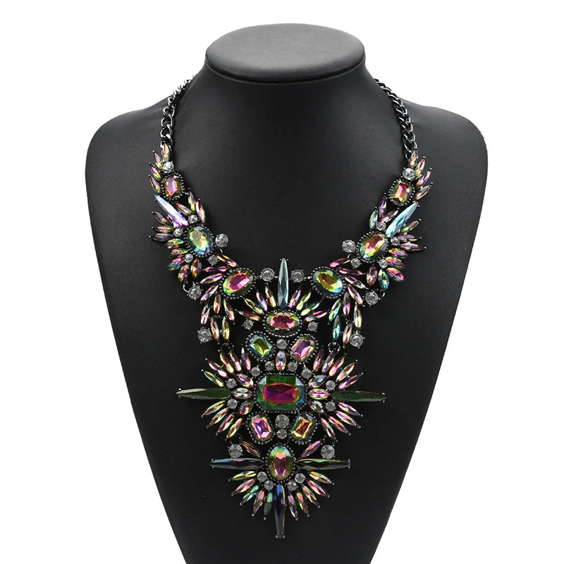 Bohemian Luxury Crystal Statement Necklace Pendants Vintage Large Choker Collier Bijoux Multicolor Big Brand Wedding Jewlery