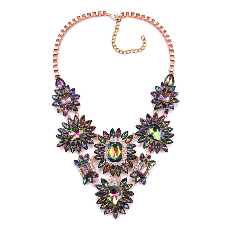 Bohemian Luxury Crystal Statement Necklace Pendants Vintage Large Choker Collier Bijoux Multicolor Big Brand Wedding Jewlery