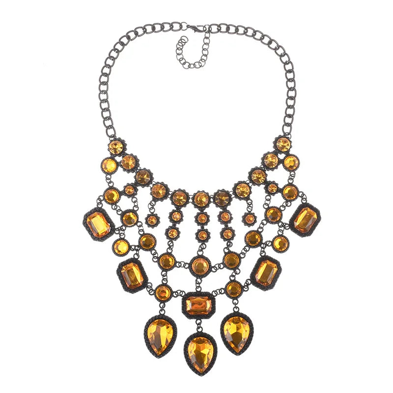 Bohemian Luxury Crystal Statement Necklace Pendants Vintage Large Choker Collier Bijoux Multicolor Big Brand Wedding Jewlery