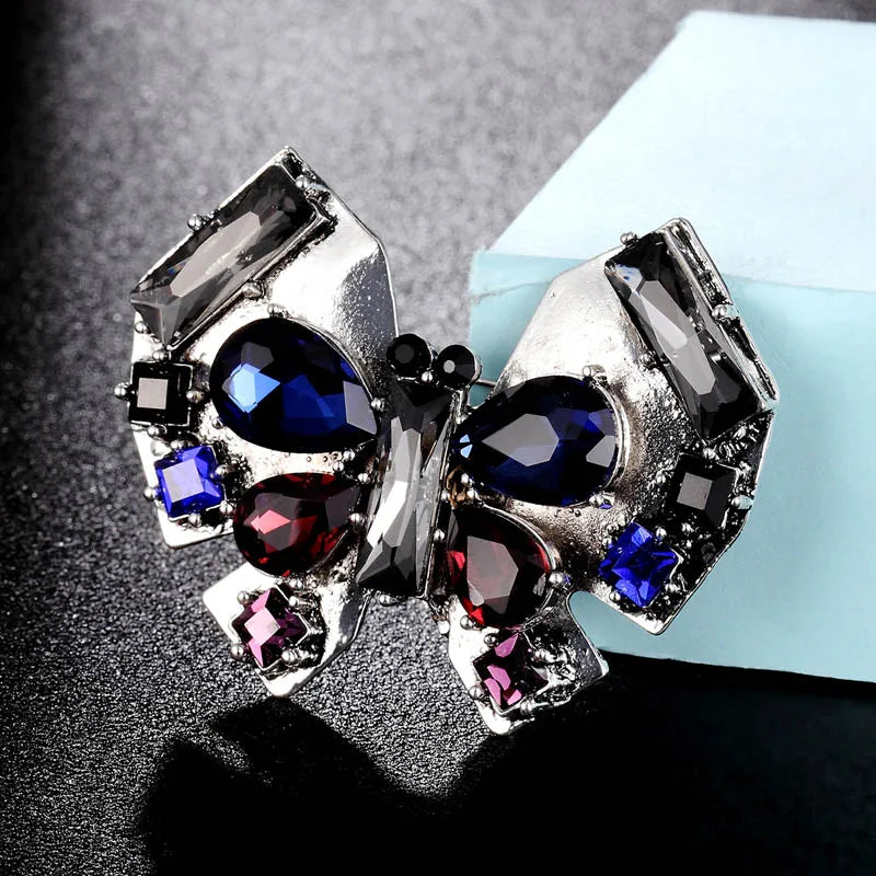 Zlxgirl antique silver vintage butterfly shape brooches jewelry Clothes bijoux scarf Pins Large wedding Brooches hijab pins