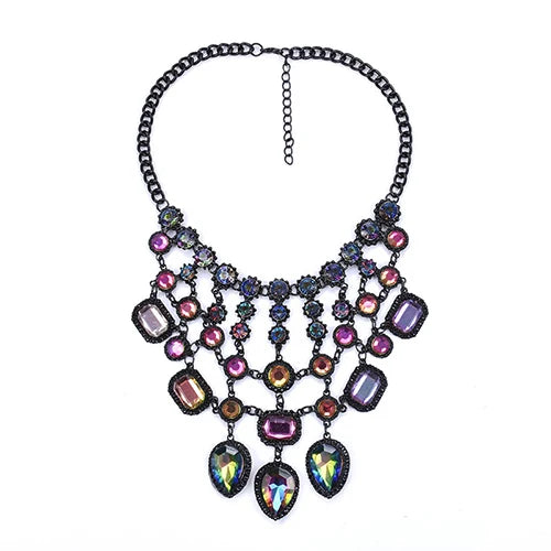 Bohemian Luxury Crystal Statement Necklace Pendants Vintage Large Choker Collier Bijoux Multicolor Big Brand Wedding Jewlery