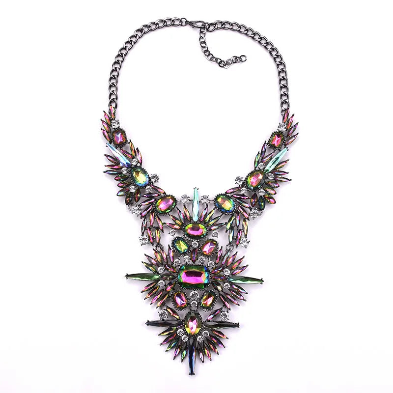 Bohemian Luxury Crystal Statement Necklace Pendants Vintage Large Choker Collier Bijoux Multicolor Big Brand Wedding Jewlery