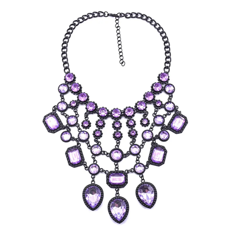 Bohemian Luxury Crystal Statement Necklace Pendants Vintage Large Choker Collier Bijoux Multicolor Big Brand Wedding Jewlery