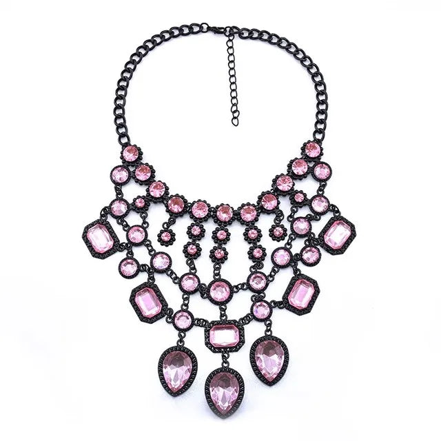 Bohemian Luxury Crystal Statement Necklace Pendants Vintage Large Choker Collier Bijoux Multicolor Big Brand Wedding Jewlery