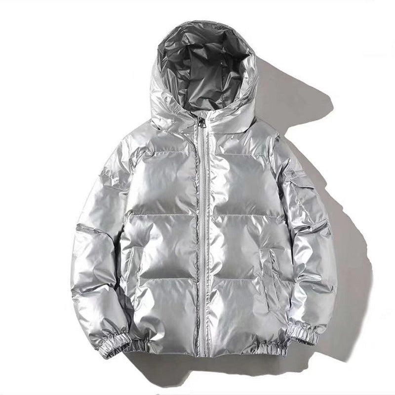 Cross-border 2022 winter foreign trade Men's glossy cotton-padded coat Korean style short stand collar cotton-padded coat trendy plus size men's cotton-padded jacket
