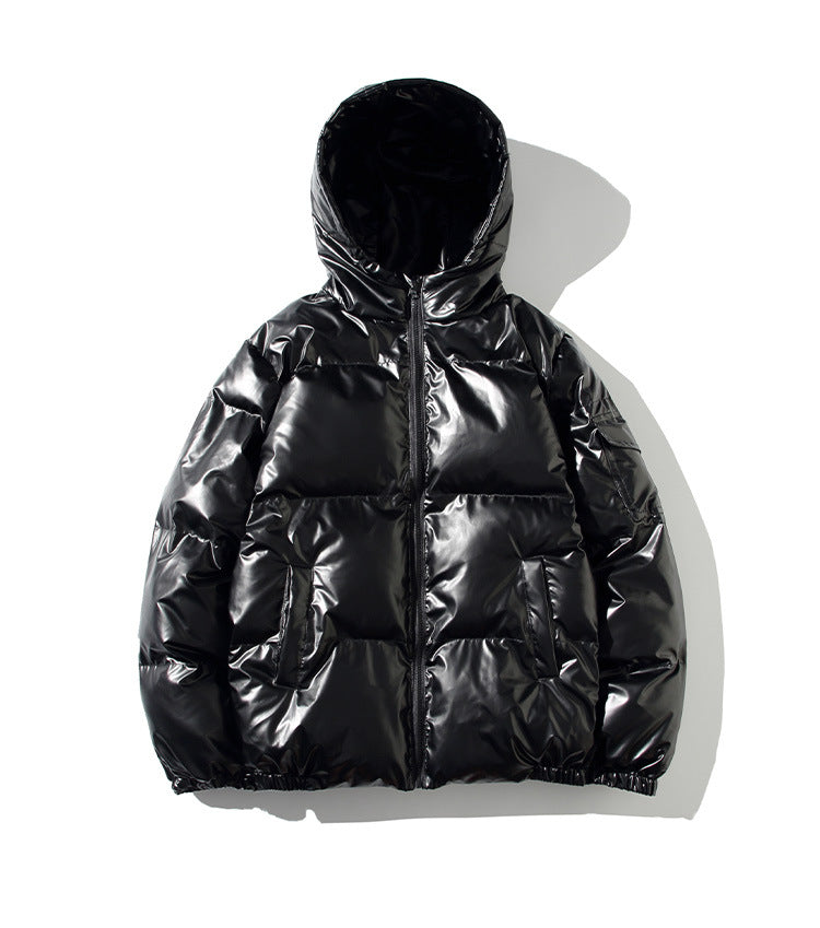 Cross-border 2022 winter foreign trade Men's glossy cotton-padded coat Korean style short stand collar cotton-padded coat trendy plus size men's cotton-padded jacket