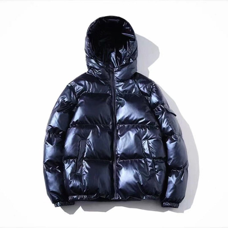 Cross-border 2022 winter foreign trade Men's glossy cotton-padded coat Korean style short stand collar cotton-padded coat trendy plus size men's cotton-padded jacket