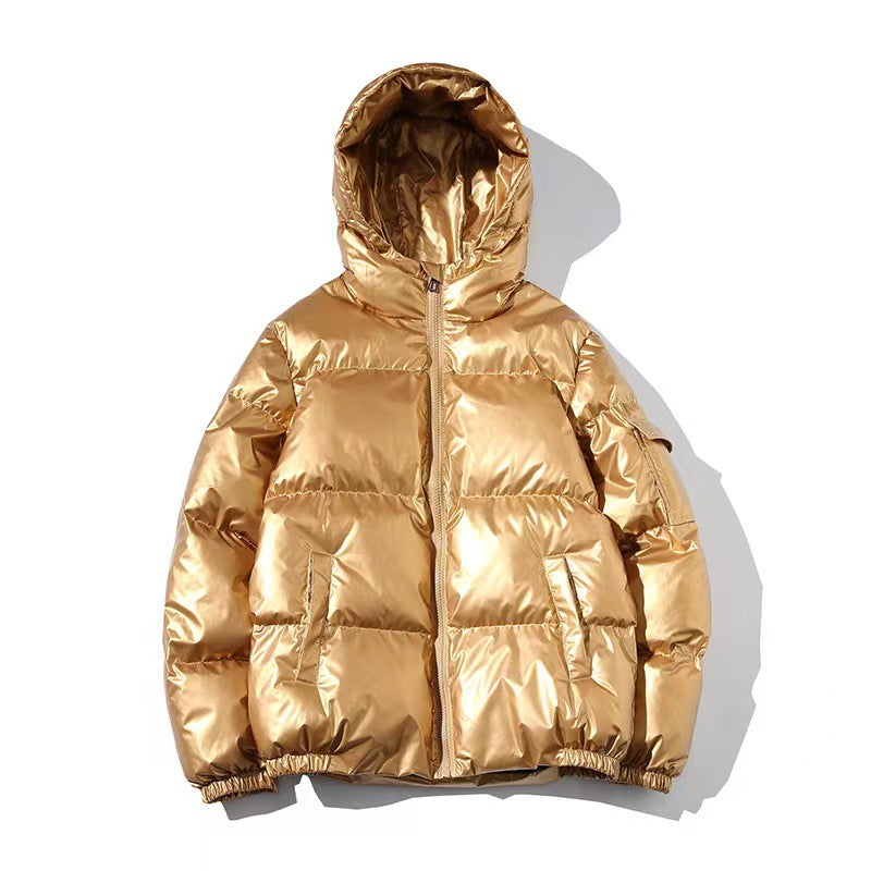 Cross-border 2022 winter foreign trade Men's glossy cotton-padded coat Korean style short stand collar cotton-padded coat trendy plus size men's cotton-padded jacket