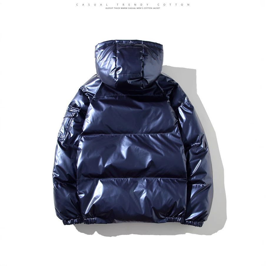 Cross-border 2022 winter foreign trade Men's glossy cotton-padded coat Korean style short stand collar cotton-padded coat trendy plus size men's cotton-padded jacket