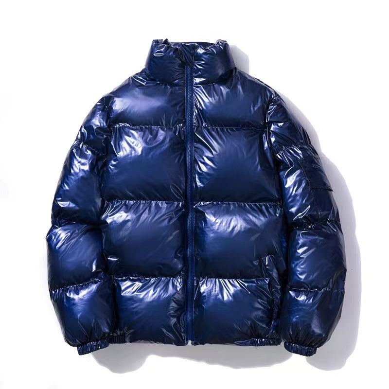 Cross-border 2022 winter foreign trade Men's glossy cotton-padded coat Korean style short stand collar cotton-padded coat trendy plus size men's cotton-padded jacket