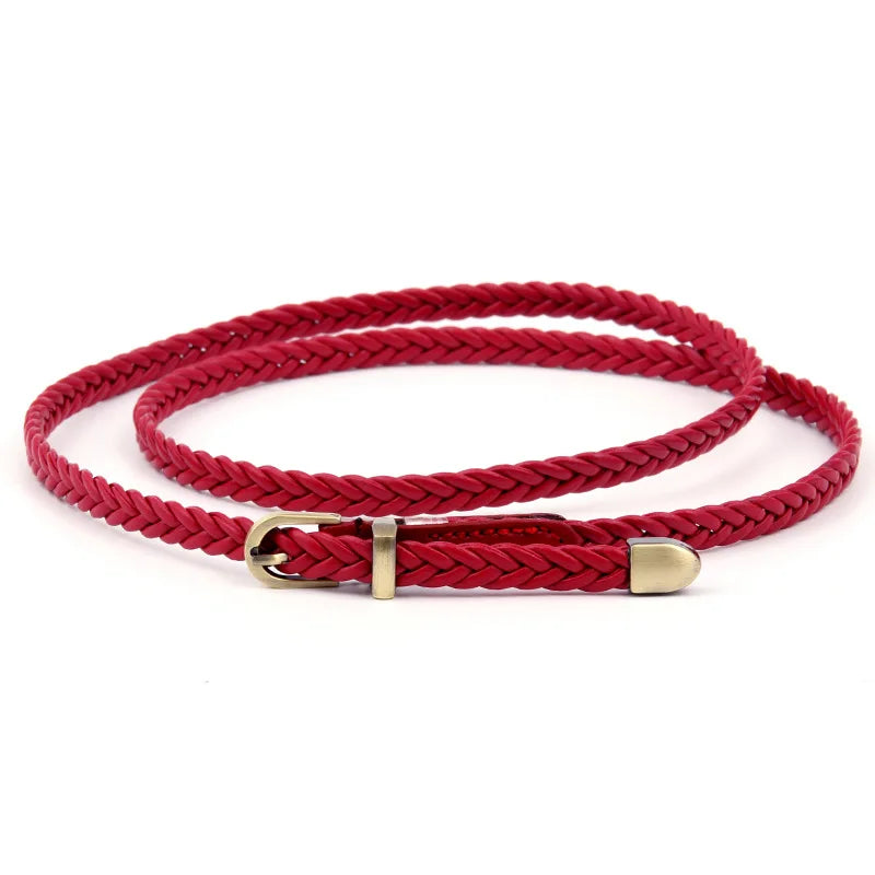 New braided belt female pin buckle retro casual waist belt waist rope decorative dress shirt small belt