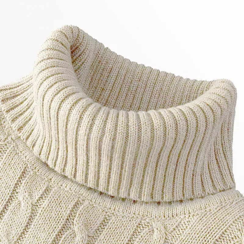 New Men's Pullover Knitted Slim Fit Sweaters Casual Turtleneck Sweashirts Casual Warm Tops Basic Solid Color Loose Sweatwear
