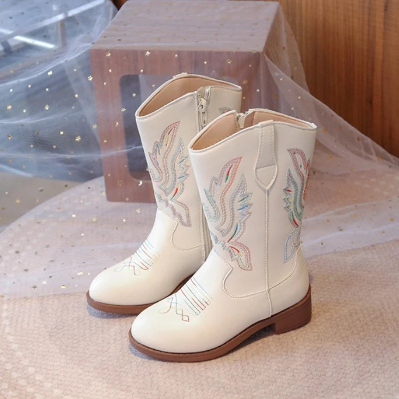 Children's Fashion Boots 3-18 Years Old Embroidered Boys Girls Western Boots Size 27-36 Fall and Winter Tall Kids Boots Shoes