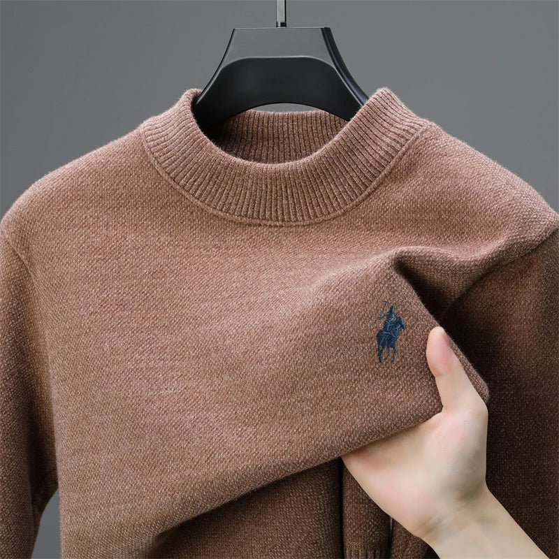 Luxury brand embroidered sweater men designer new round neck casual top winter plush thick warm knit pullover fashion men's wear