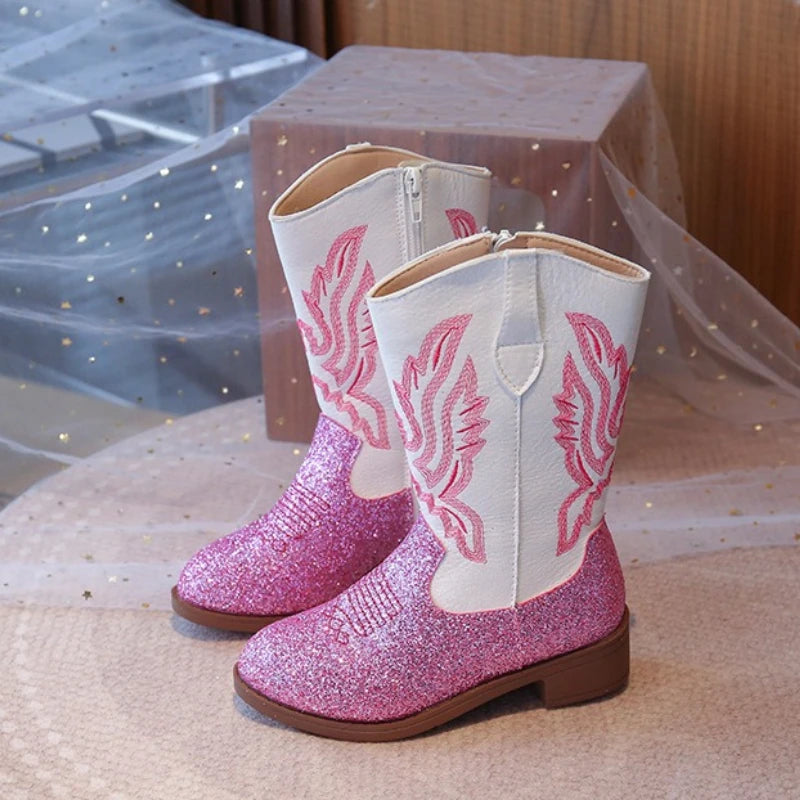 Children's Fashion Boots 3-18 Years Old Embroidered Boys Girls Western Boots Size 27-36 Fall and Winter Tall Kids Boots Shoes