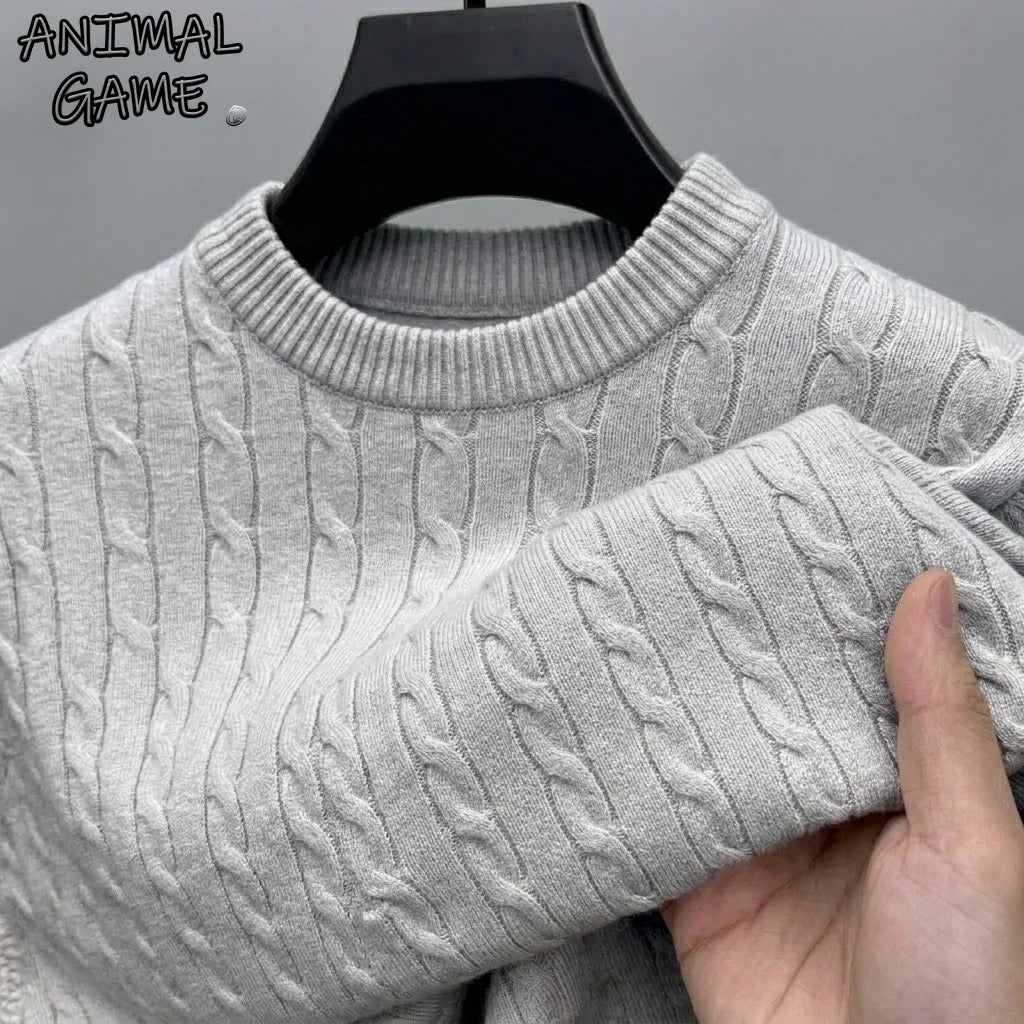 Men's Long Sleeve Cable Knit Sweater Crewneck Pullover Casual Warm Autumn Sweatshirts Knitwear Jumpers Tshirt for Men Streetwear