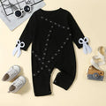 Baby Girls Boys Rompers Crew Neck Metal Hole Patchwork Scissor Decor Long Sleeve Toddler Clothes Fall Bodysuits