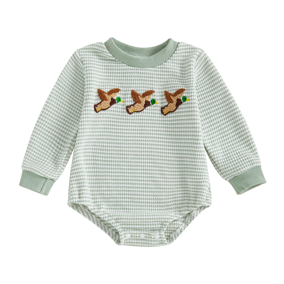 Baby Boy Romper Long Sleeve Round Neck Duck Embroidery Bodysuit Newborn Fall Playsuit
