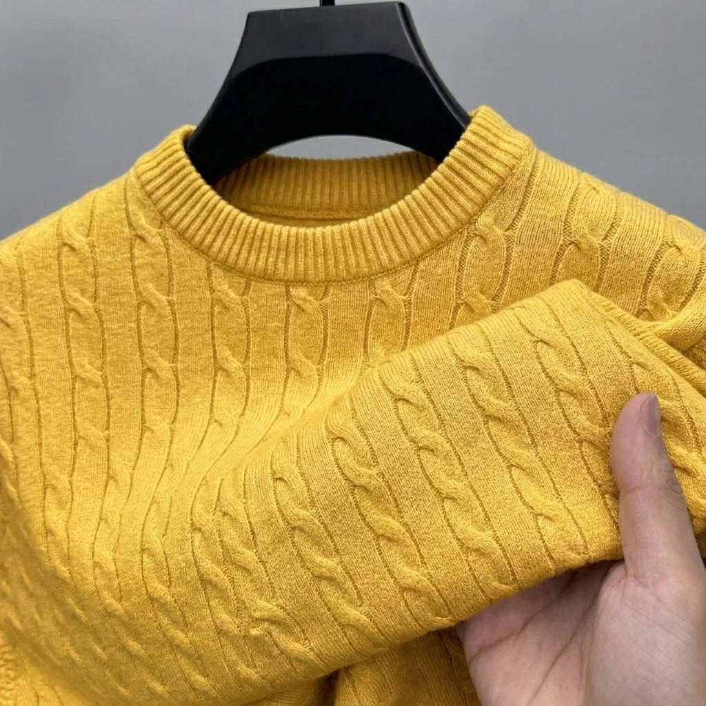 Men's Long Sleeve Cable Knit Sweater Crewneck Pullover Casual Warm Autumn Sweatshirts Knitwear Jumpers Tshirt for Men Streetwear