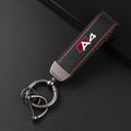 Deluxe Leather Keychain with Car Badge Keychain Pendant For AUDI A4