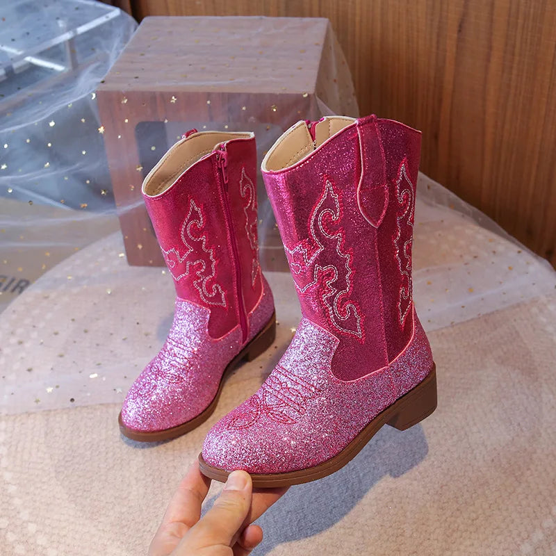 Children's Fashion Boots 3-18 Years Old Embroidered Boys Girls Western Boots Size 27-36 Fall and Winter Tall Kids Boots Shoes