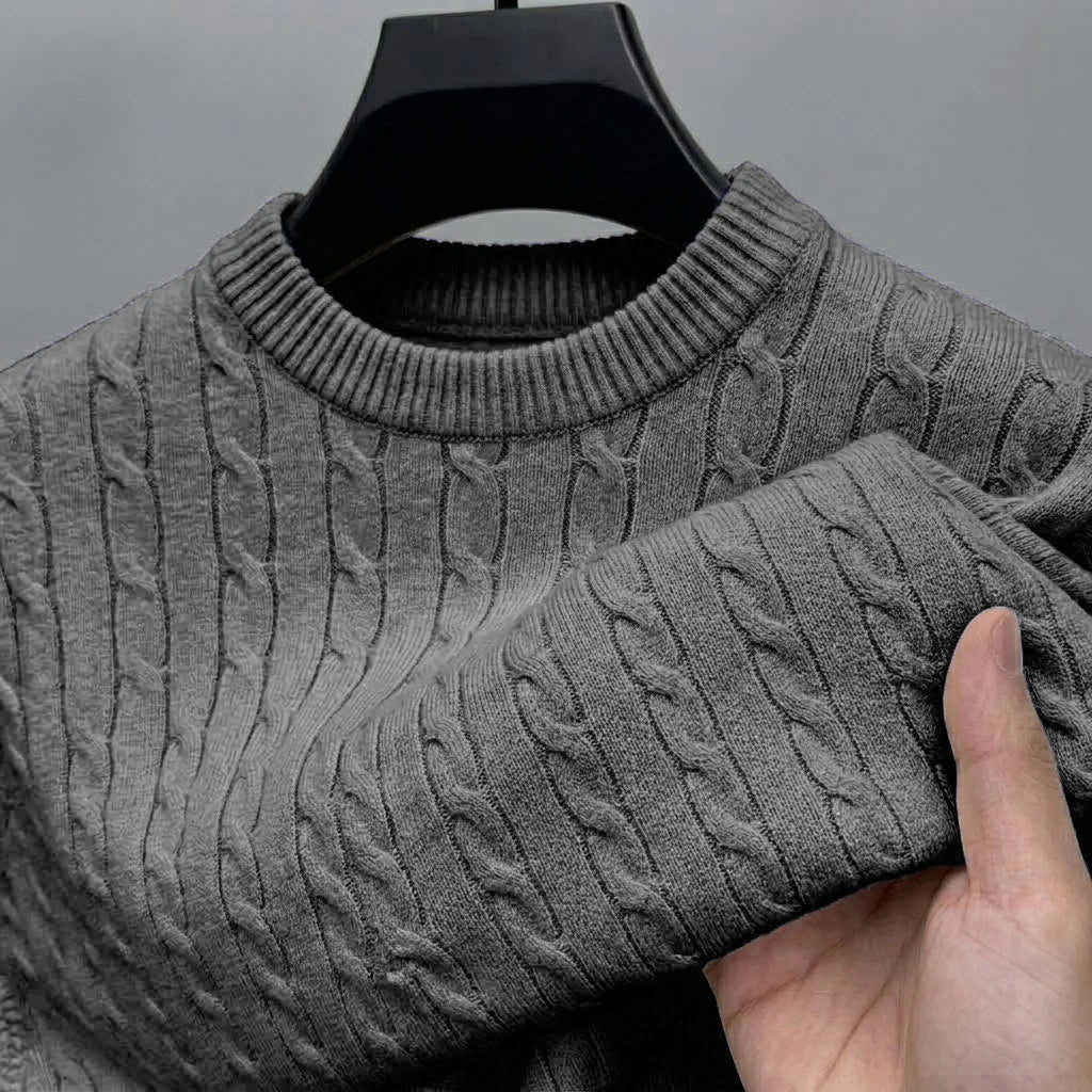 Men's Long Sleeve Cable Knit Sweater Crewneck Pullover Casual Warm Autumn Sweatshirts Knitwear Jumpers Tshirt for Men Streetwear