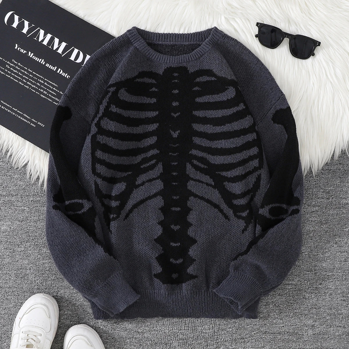 New Popular Autumn and Winter Backbone Jacquard Pattern Pullover Sweater Casual Round Neck Knitted Men's Pullover