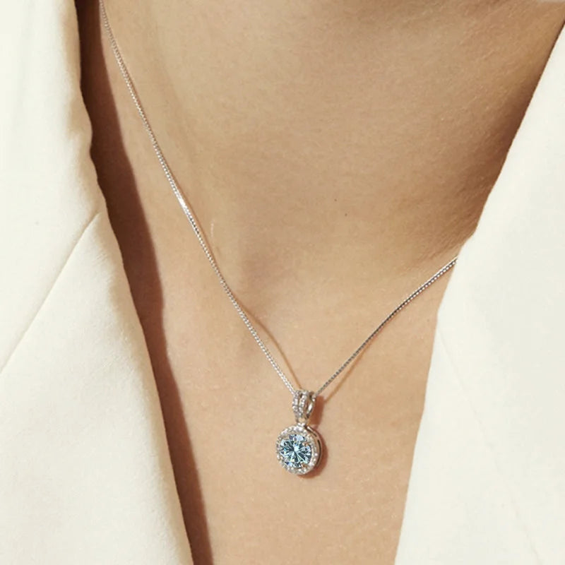 BIJOX STORY Moissanite Diamond Pendant Necklaces For Women 925 Sterling Silver Luxury Chain Trending Iced Bling Wedding Jewelry