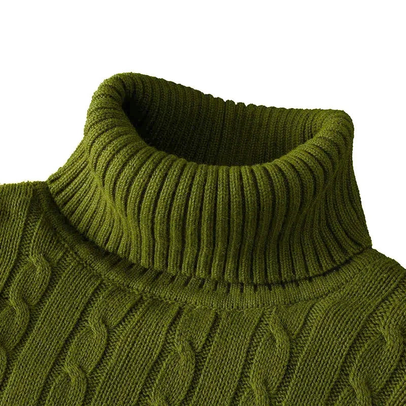 New Men's Pullover Knitted Slim Fit Sweaters Casual Turtleneck Sweashirts Casual Warm Tops Basic Solid Color Loose Sweatwear