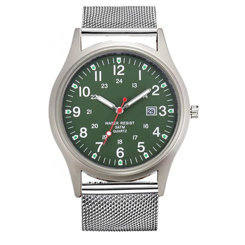 Montre Homme Students Original Brand Watches Men Simple Stainless Steel Band Calendar Quartz Vintage Watch Black Reloj Hombre