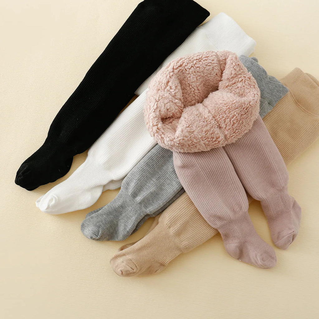 Winter Infant Baby Girls Polar Fleece Lining Stripes Leggings Plus Thick Warmth Cotton Tights Toddler Kids Keep Warm Pantyhose