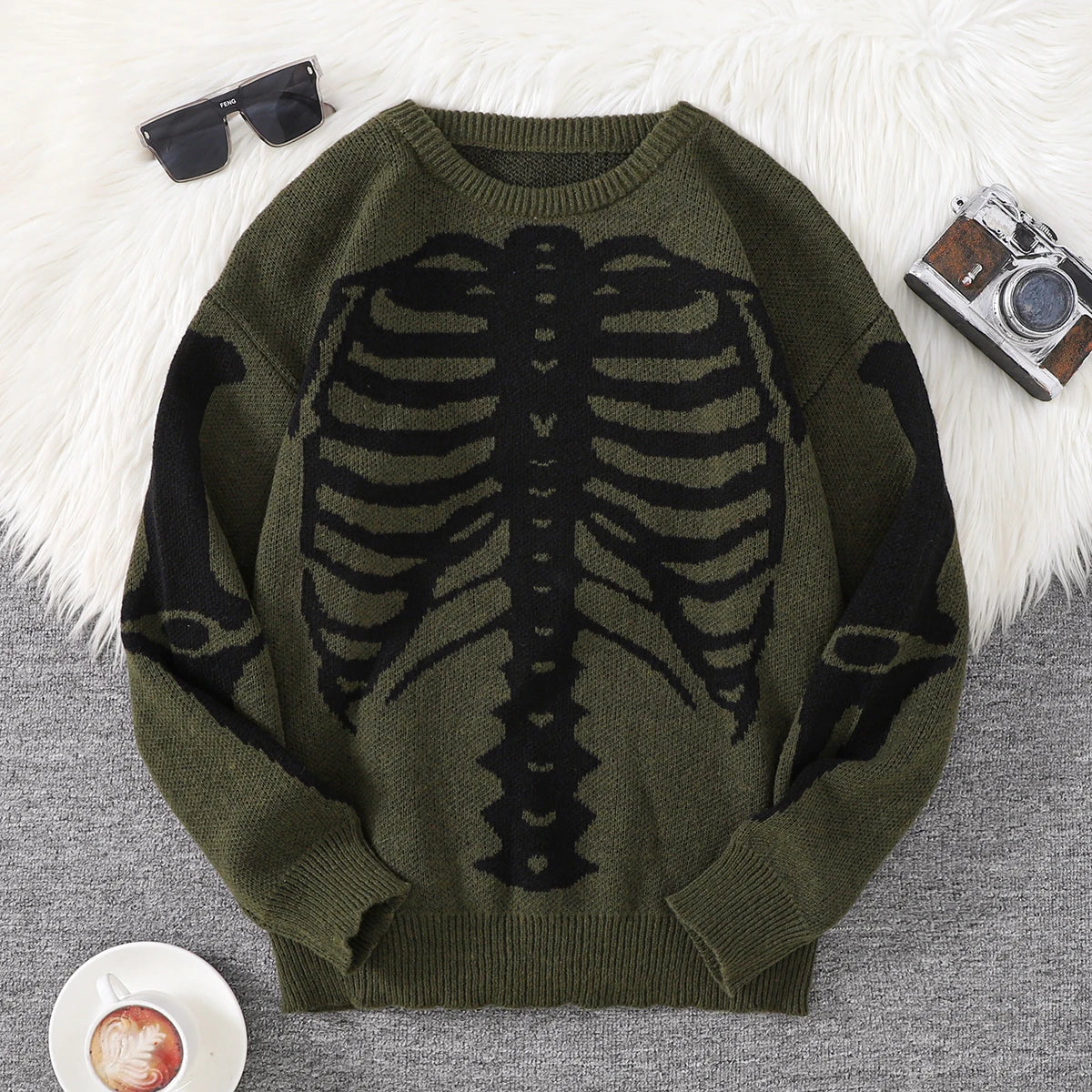 New Popular Autumn and Winter Backbone Jacquard Pattern Pullover Sweater Casual Round Neck Knitted Men's Pullover