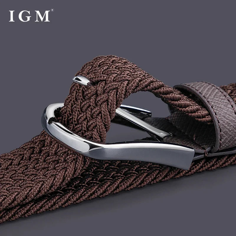 Belt for Men Golf Belt Summer Woven Leather Casual Sports Elastic Adjustable Waistband