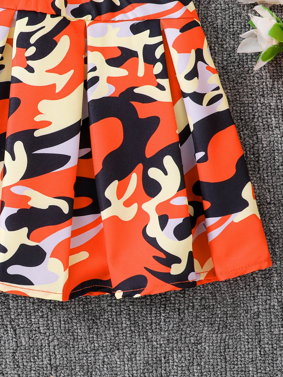 Summer girl fashion three-piece set, cool and breathable mesh short-sleeved T-shirt butterfly print spaghetti strap short skirt