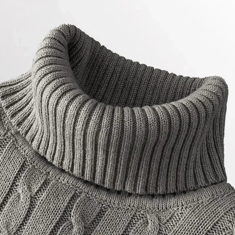 New Men's Pullover Knitted Slim Fit Sweaters Casual Turtleneck Sweashirts Casual Warm Tops Basic Solid Color Loose Sweatwear