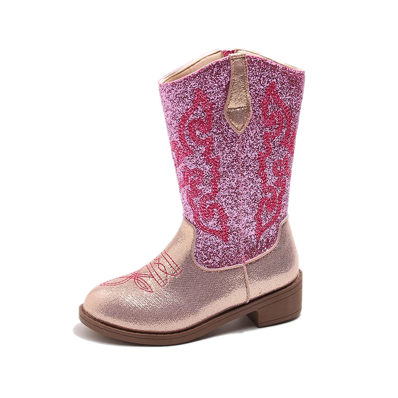 Children's Fashion Boots 3-18 Years Old Embroidered Boys Girls Western Boots Size 27-36 Fall and Winter Tall Kids Boots Shoes