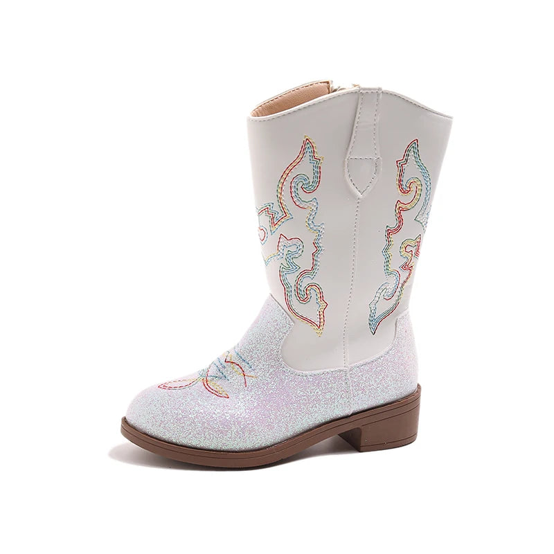 Children's Fashion Boots 3-18 Years Old Embroidered Boys Girls Western Boots Size 27-36 Fall and Winter Tall Kids Boots Shoes