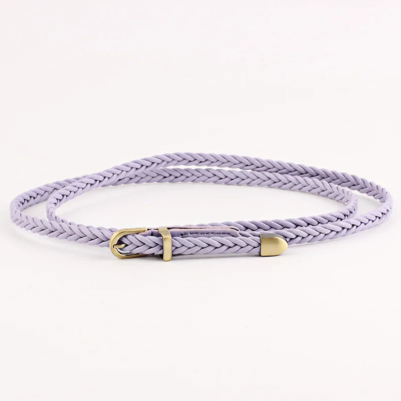 New braided belt female pin buckle retro casual waist belt waist rope decorative dress shirt small belt
