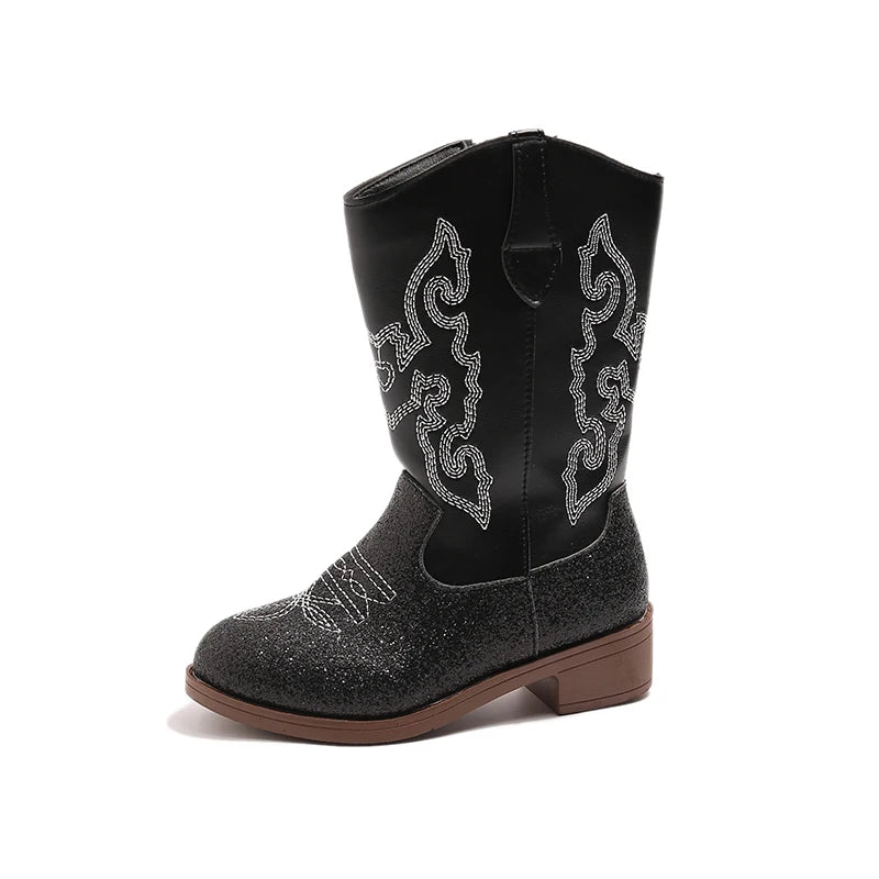 Children's Fashion Boots 3-18 Years Old Embroidered Boys Girls Western Boots Size 27-36 Fall and Winter Tall Kids Boots Shoes