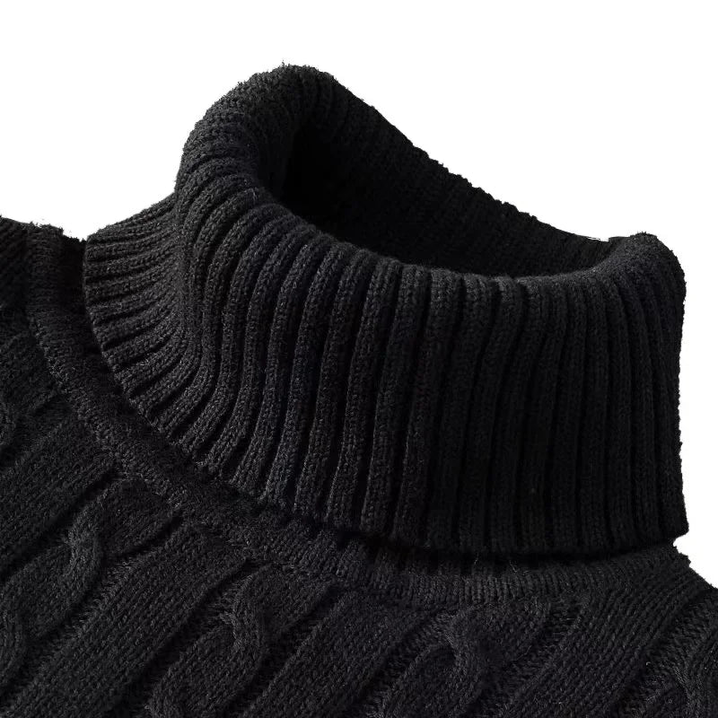 New Men's Pullover Knitted Slim Fit Sweaters Casual Turtleneck Sweashirts Casual Warm Tops Basic Solid Color Loose Sweatwear