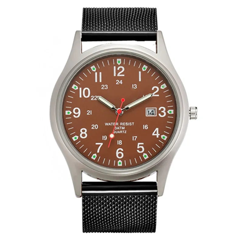 Montre Homme Students Original Brand Watches Men Simple Stainless Steel Band Calendar Quartz Vintage Watch Black Reloj Hombre