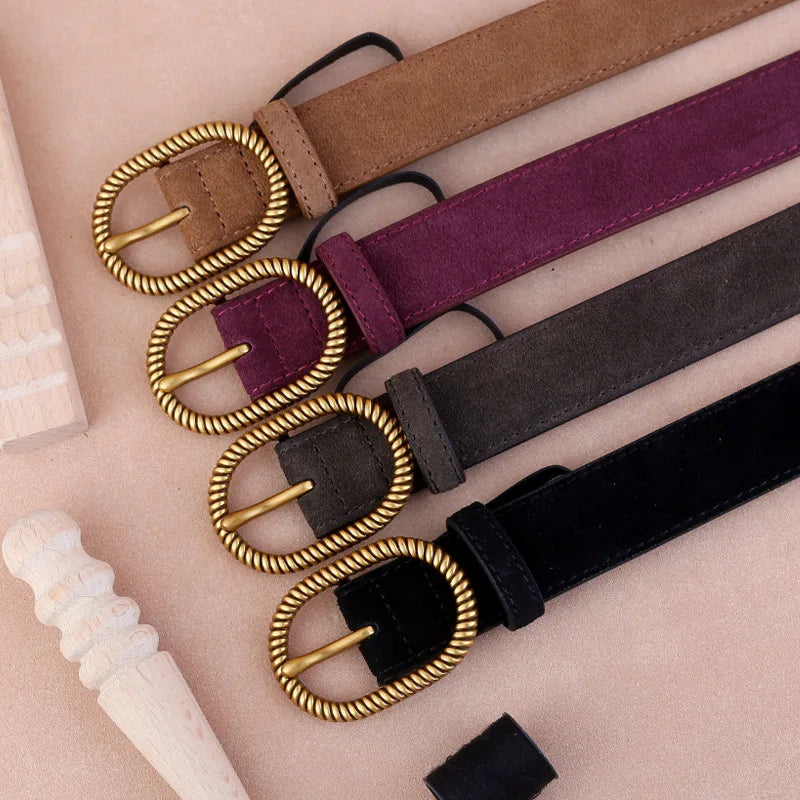 Brand Quality Casual Ceinture Femme Luxe Real Leather Suede Waist Belts Широкий Ремень Jeans Strap Cowskin Correas Para Mujer