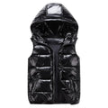Men Winter Hooded Padded Vest Glossy Sleeveless Jacket Casual Outwear Thicken Warm Coat Waterproof Waistcoat Men Clothing 4XL
