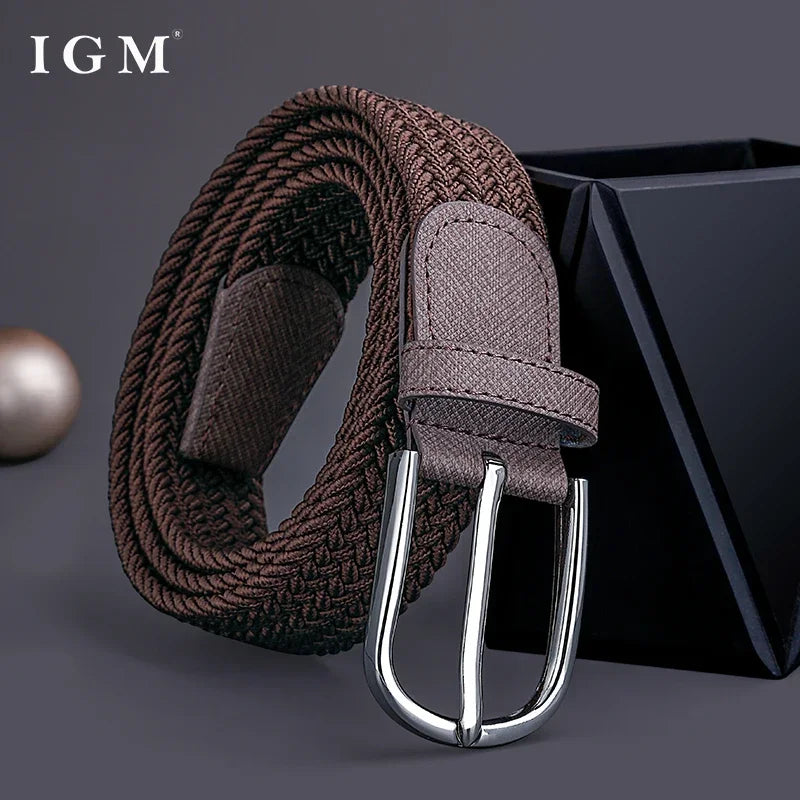 Belt for Men Golf Belt Summer Woven Leather Casual Sports Elastic Adjustable Waistband