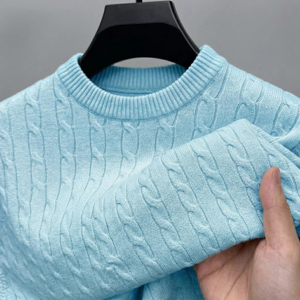 Men's Long Sleeve Cable Knit Sweater Crewneck Pullover Casual Warm Autumn Sweatshirts Knitwear Jumpers Tshirt for Men Streetwear