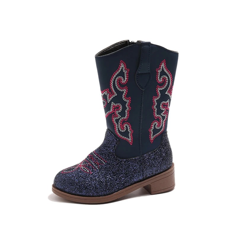 Children's Fashion Boots 3-18 Years Old Embroidered Boys Girls Western Boots Size 27-36 Fall and Winter Tall Kids Boots Shoes