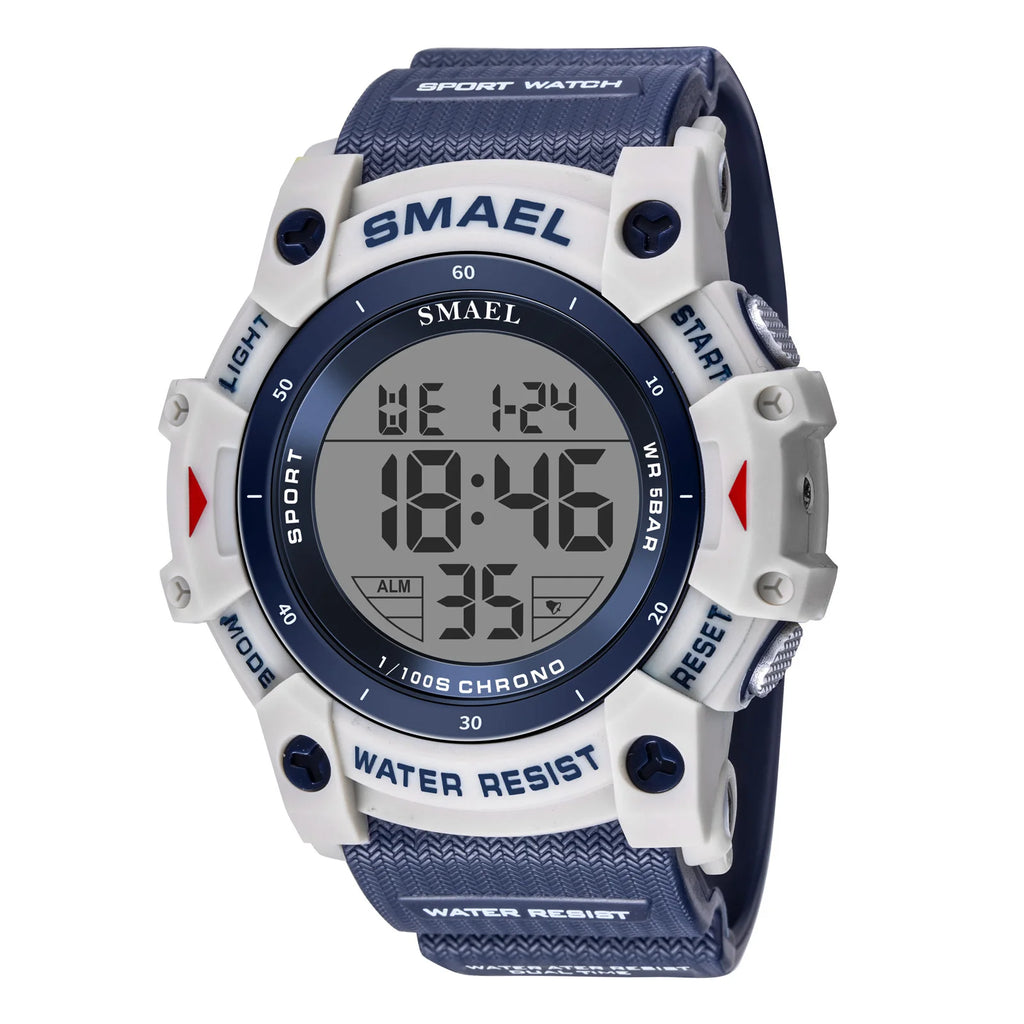 SMAEL Mens Multifunction Digital Sports Watch LED Display Waterproof Stopwatch Alarm Clock Casual Daily Wristwatch Montre Homme