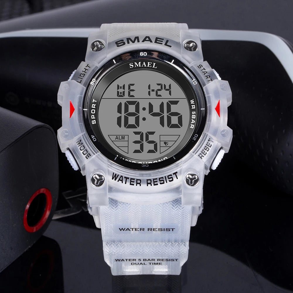SMAEL Mens Multifunction Digital Sports Watch LED Display Waterproof Stopwatch Alarm Clock Casual Daily Wristwatch Montre Homme