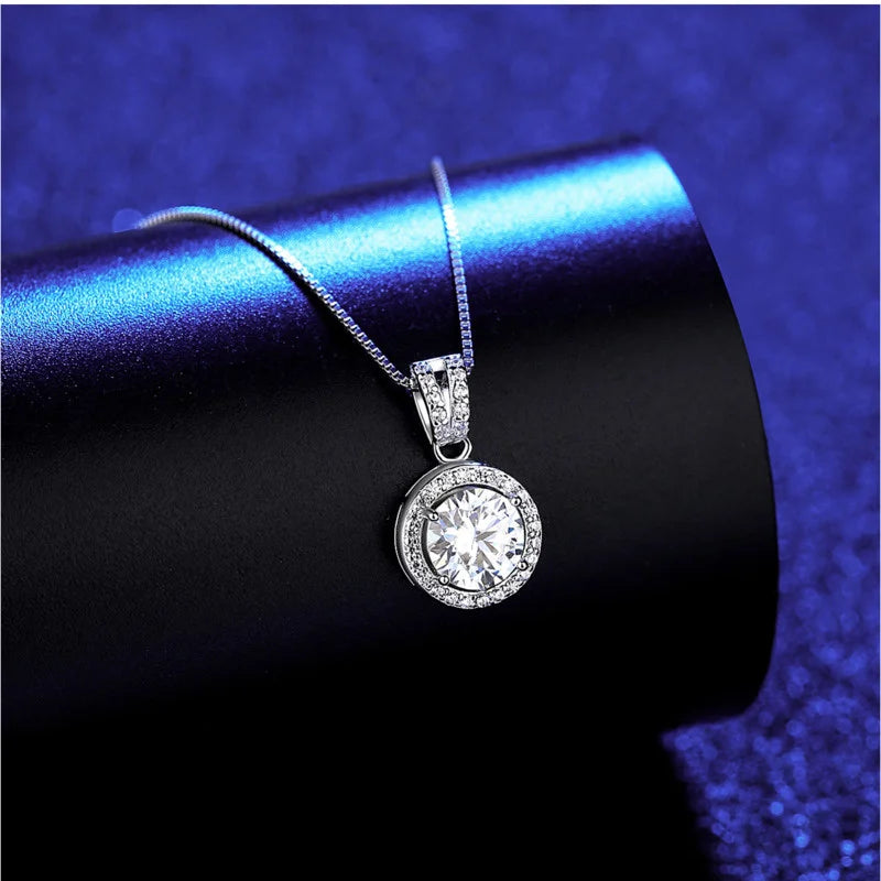 BIJOX STORY Moissanite Diamond Pendant Necklaces For Women 925 Sterling Silver Luxury Chain Trending Iced Bling Wedding Jewelry
