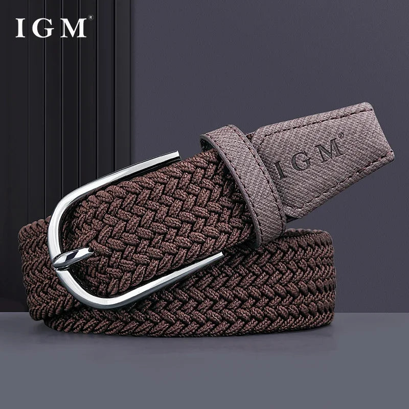 Belt for Men Golf Belt Summer Woven Leather Casual Sports Elastic Adjustable Waistband